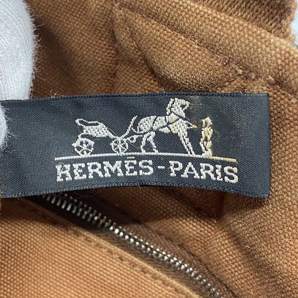 Hermes Handbag Saxo PM Canvas Brown Silver Hardware Women - Picture 5 of 10